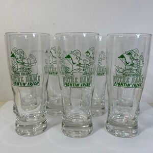 Set of 7 Notre Dame Fighting Irish 16oz Pint Glasses Leprechaun Beer